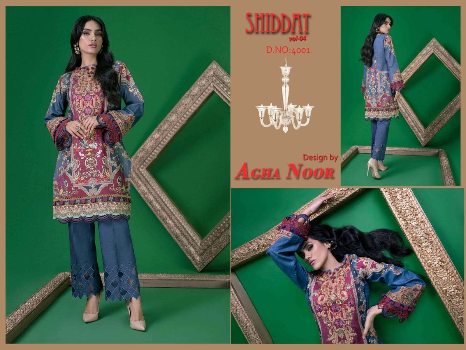 agha noor shiddat vol-4 4001-4010 series fancy designer kurtis catalogue wholesaler surat 