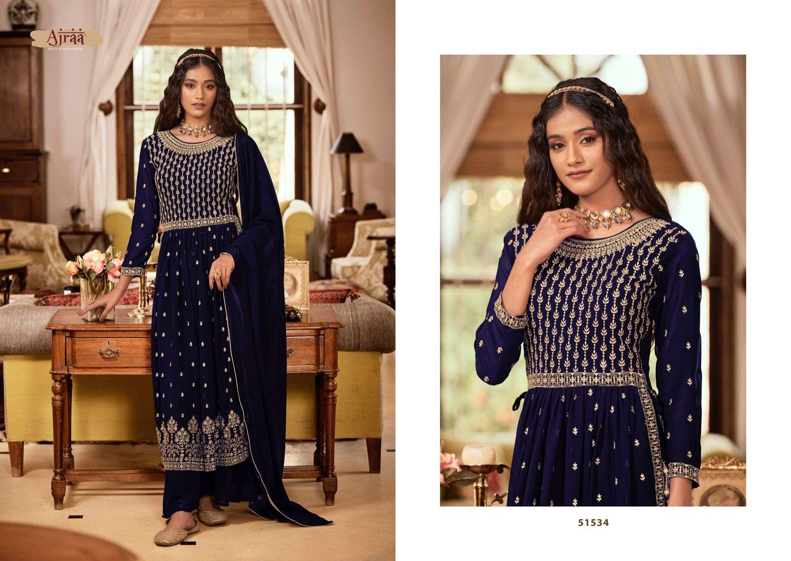 ajraa hiva vol-5 51531-51534 series real georgette designer party wear dress latest catalogue 