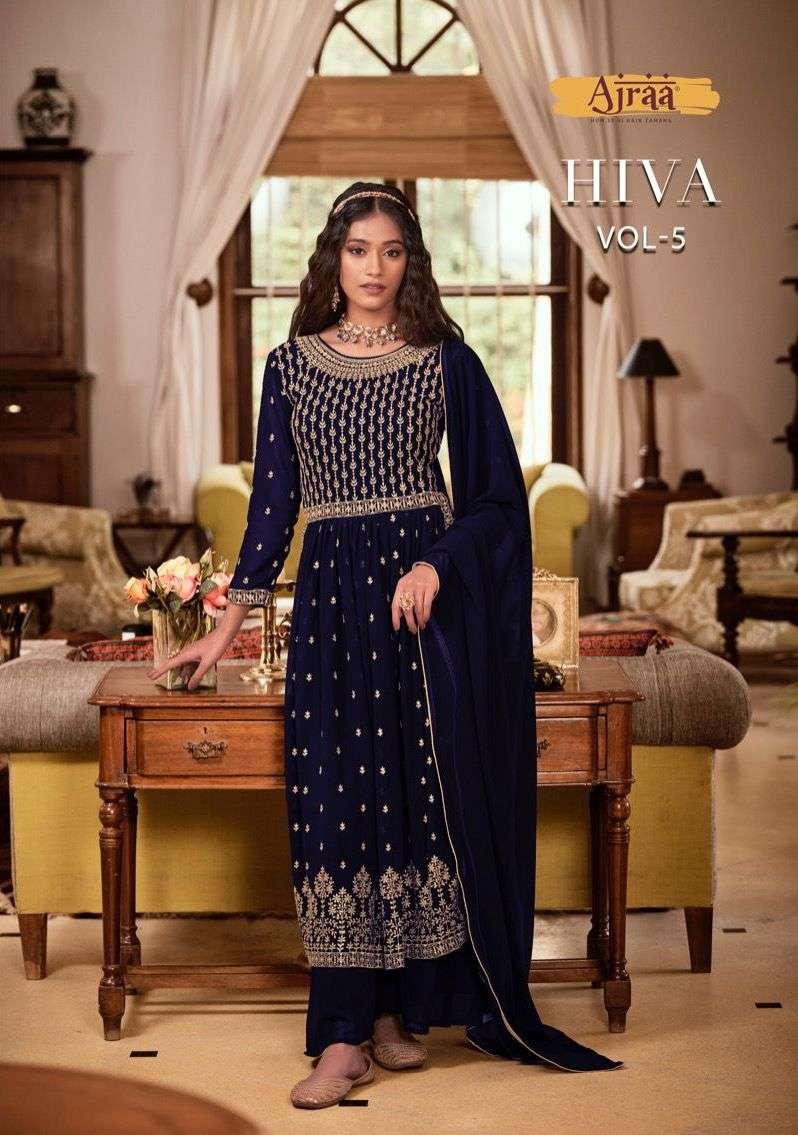 ajraa hiva vol-5 51531-51534 series real georgette designer party wear dress latest catalogue 