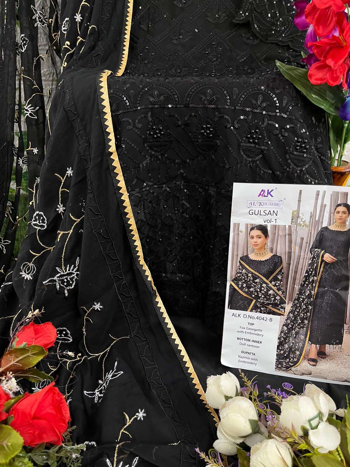 al khushbu gulsan vol-1 4042 series georgette designer pakistani salwar suits catalogue wholesale price surat 