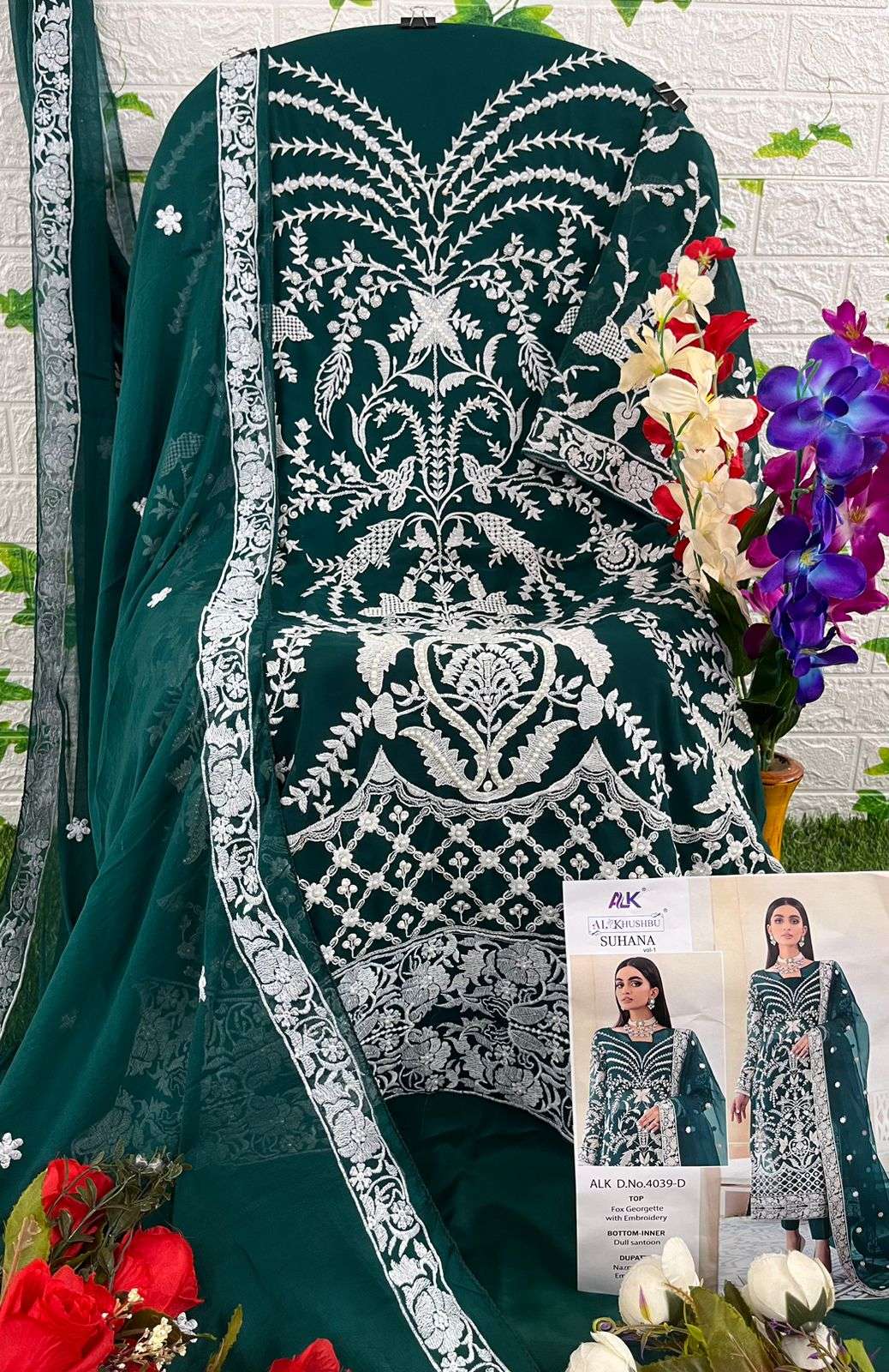 al khushbu suhana vol-1 4039 colours georgette embroidered salwar kameez wholesale price 