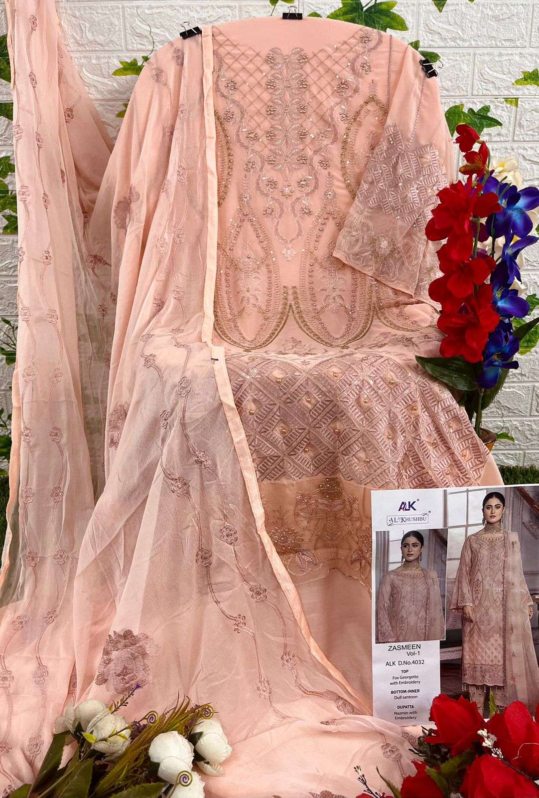 al khushbu zasmeen vol-1 4033 series stylish designer pakistani salwar suits manufacturer surat 