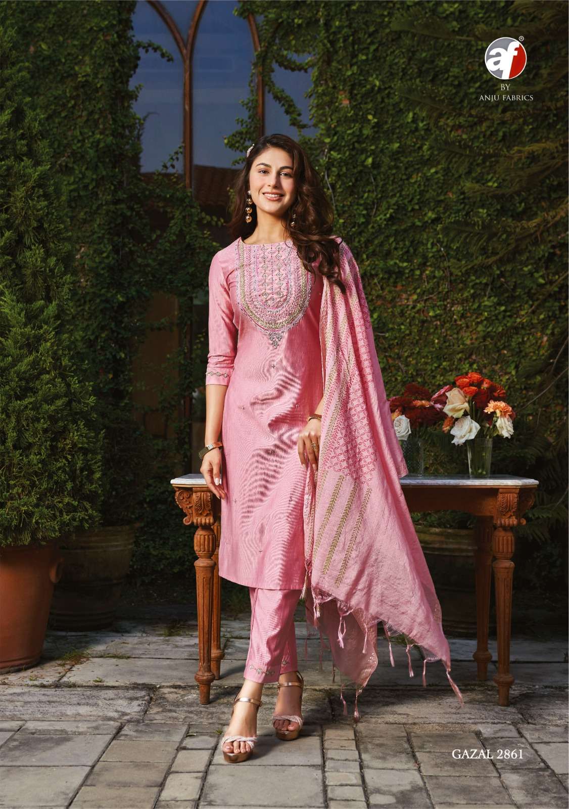 anju fabrics gazal vol-2 2861-2866 series fancy designer kurtis catalogue online dealer surat
