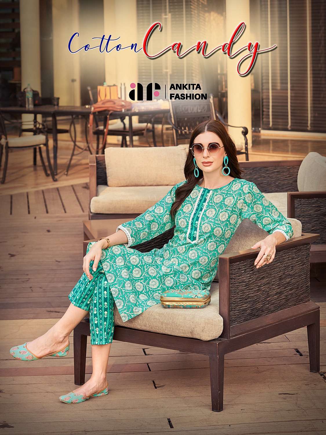 ankita fashion cotton candy 1001-1007 series summer special fancy kurti with bottom latest catalogue surat 