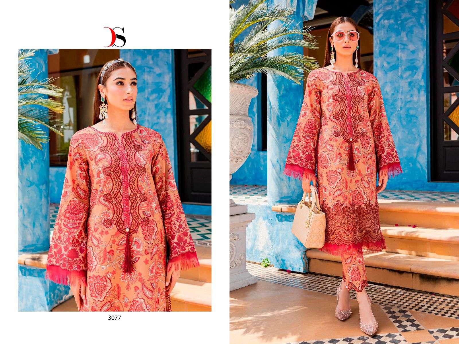 deepsy suits firdous flora 3071-3078 series pure cotton designer pakistani suits catalogue design 2023