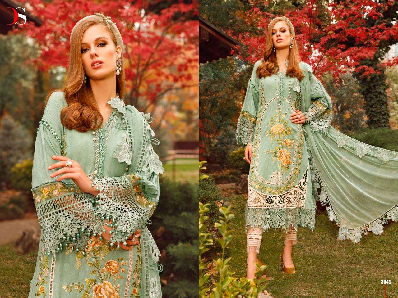 deepsy suits maria b lawn vouage a luxe 3041-3048 series exclusive designer pakistani salwar suits catalogue wholesaler surat 