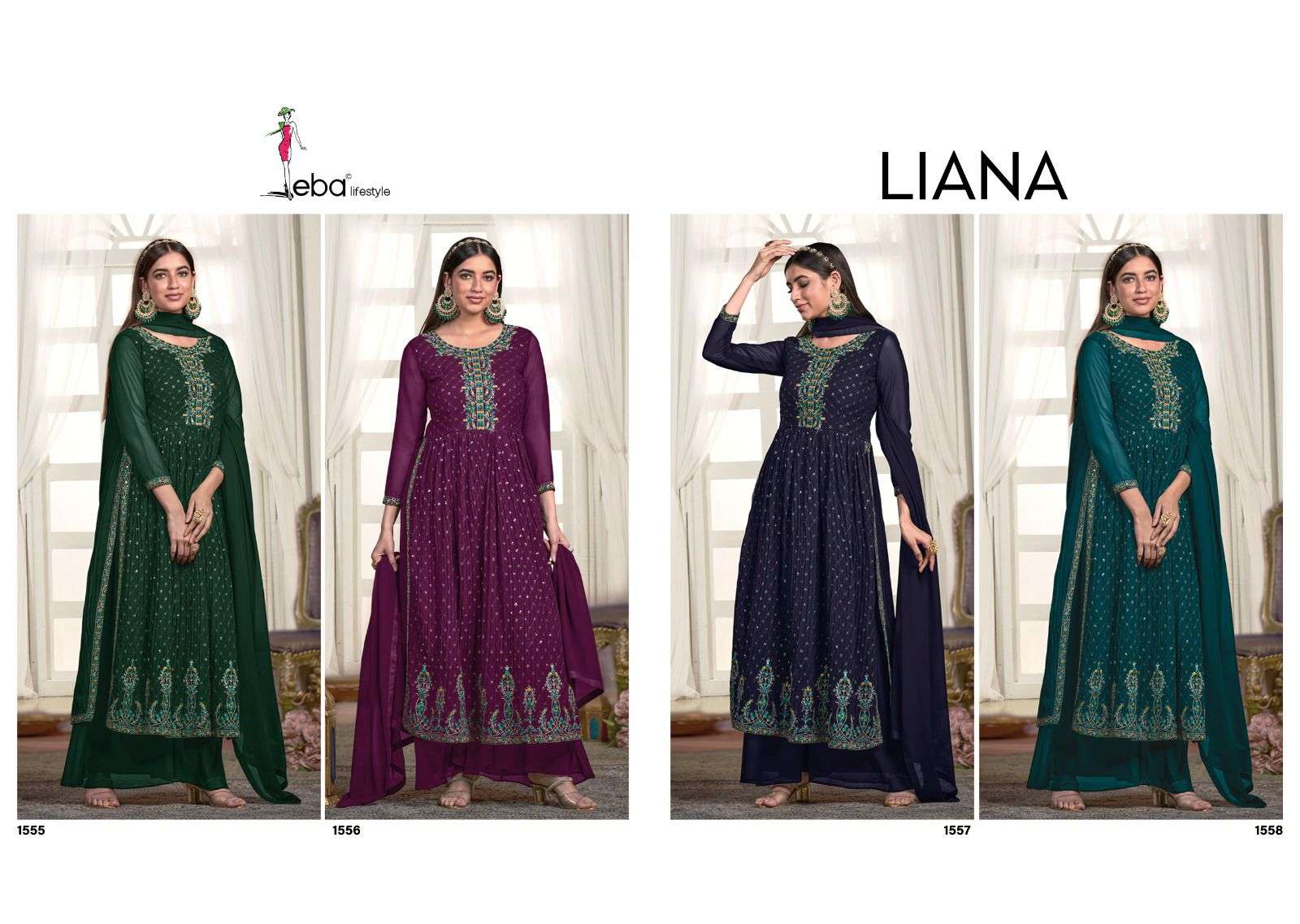 eba lifestyle liana 1555-1558 series designer party wear dress latest catalogue online supplier surat 
