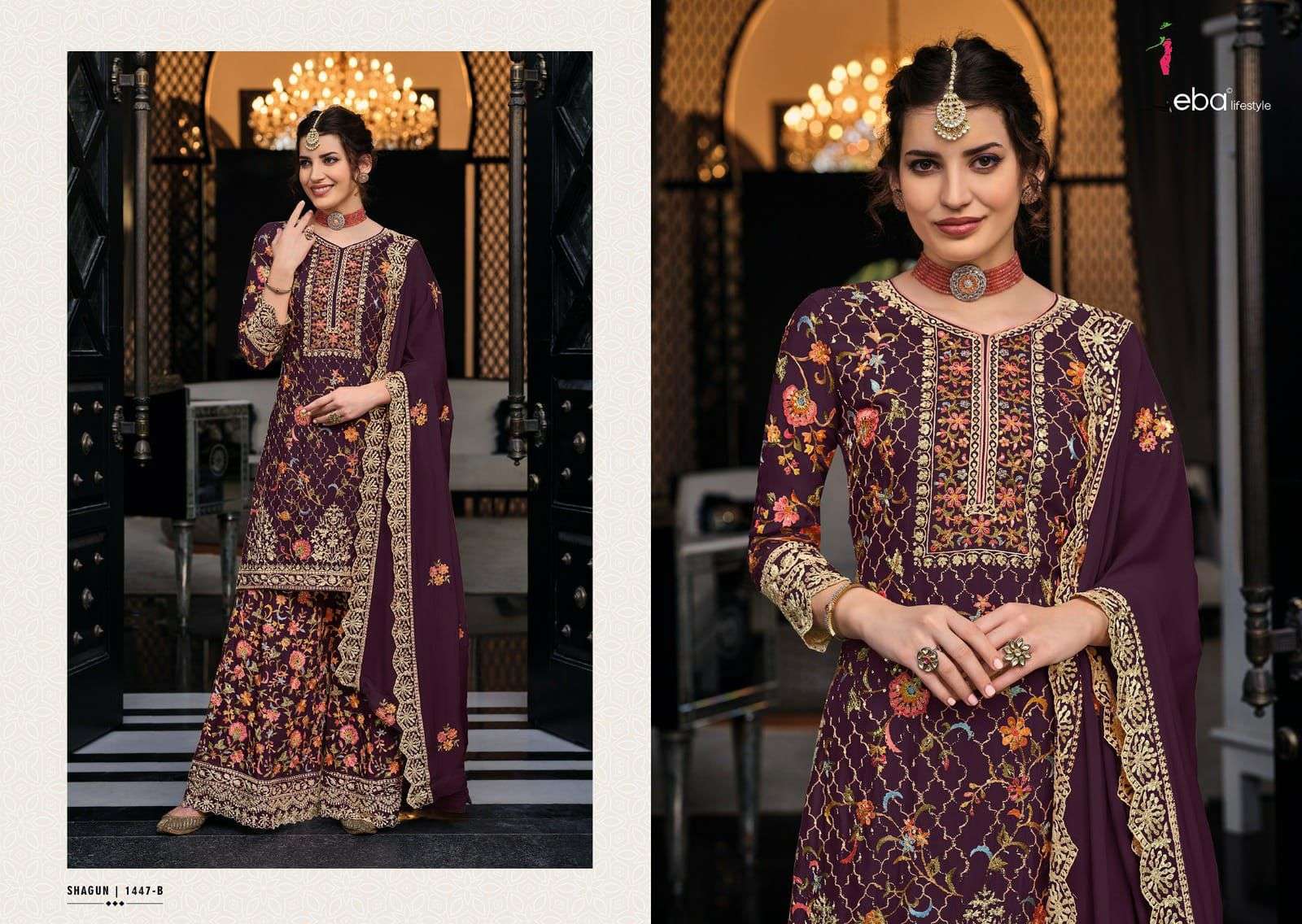 eba lifestyle shagun color edition vol-8 1447 series party wear designer salwar suits catalogue manufacturer surat 