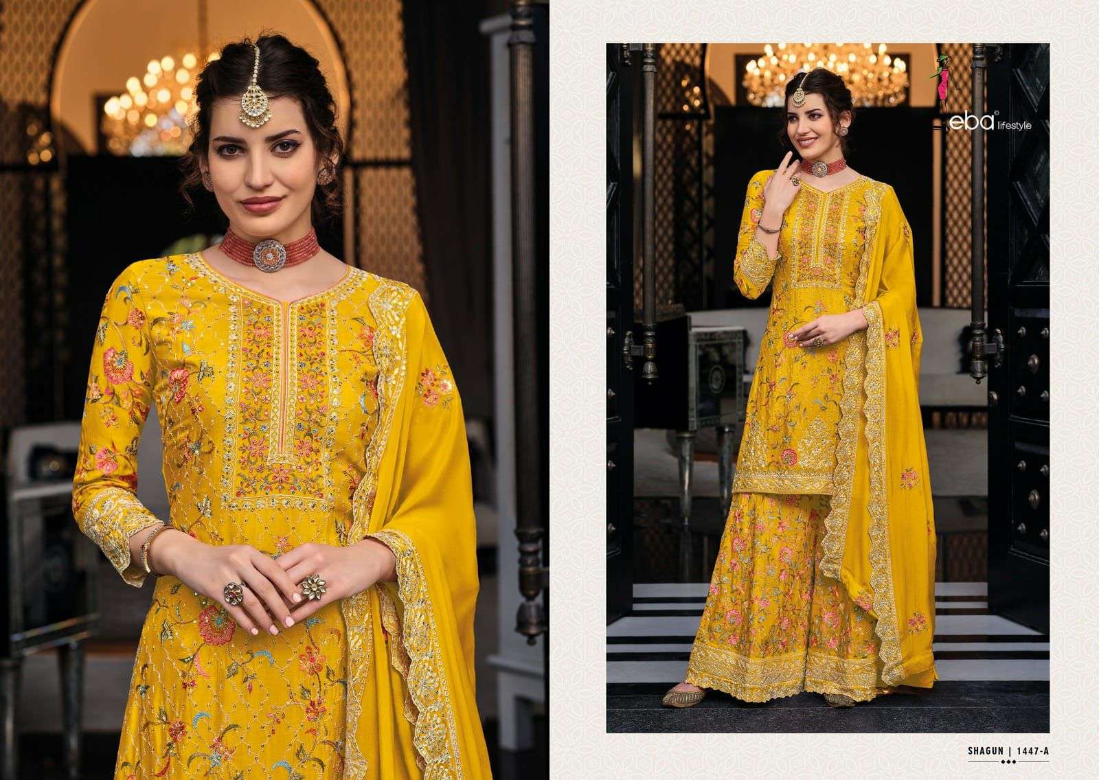 eba lifestyle shagun color edition vol-8 1447 series party wear designer salwar suits catalogue manufacturer surat 