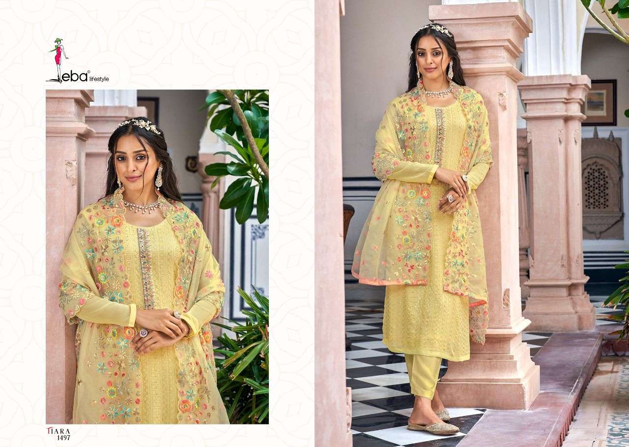 eba lifestyle tiara 1495-1498 series faux georgette party wear salwar kameez online shooping surat
