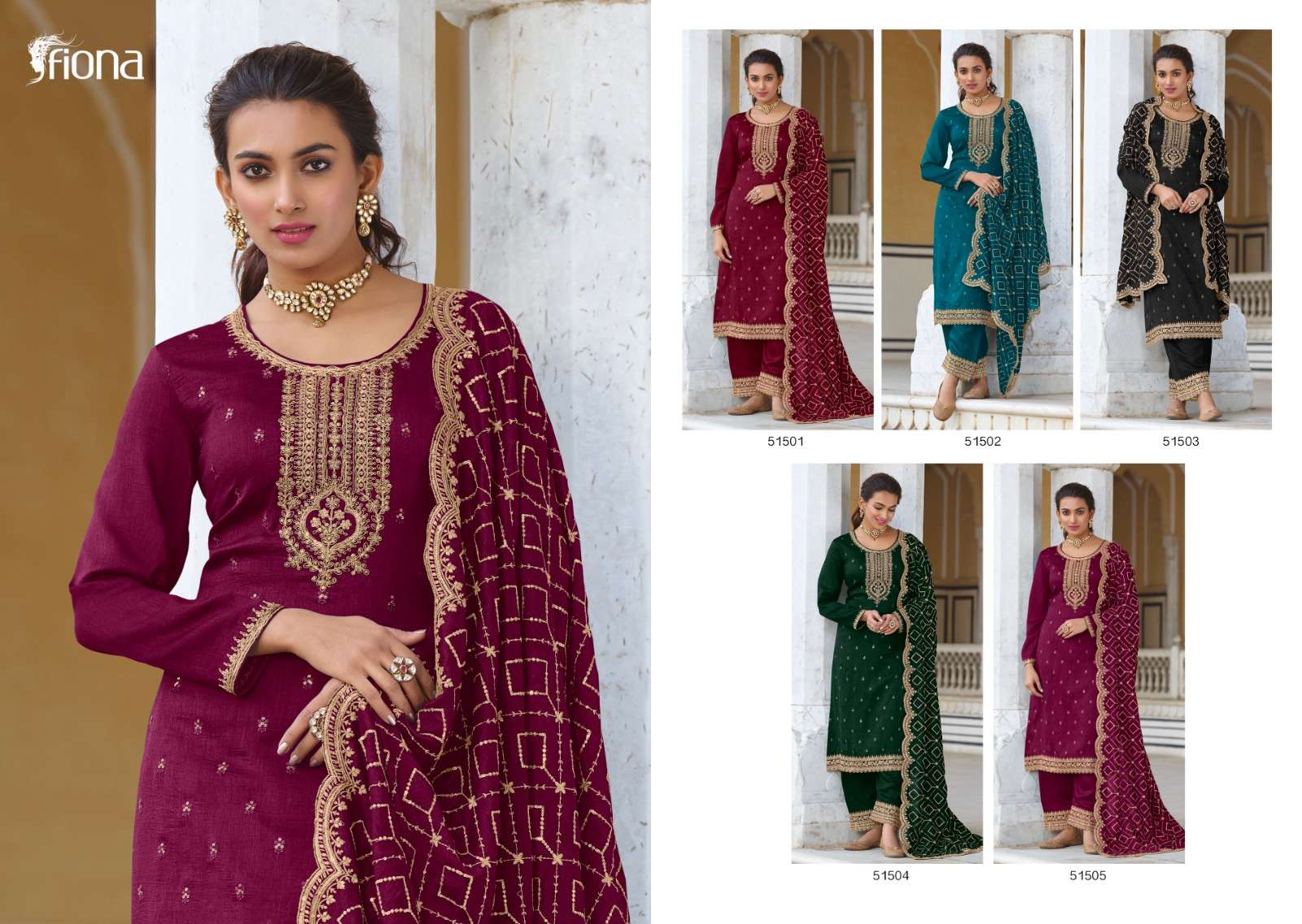 fiona fashion gulrang 51501-51505 series exclusive designer salwar kameez new catalogue surat 