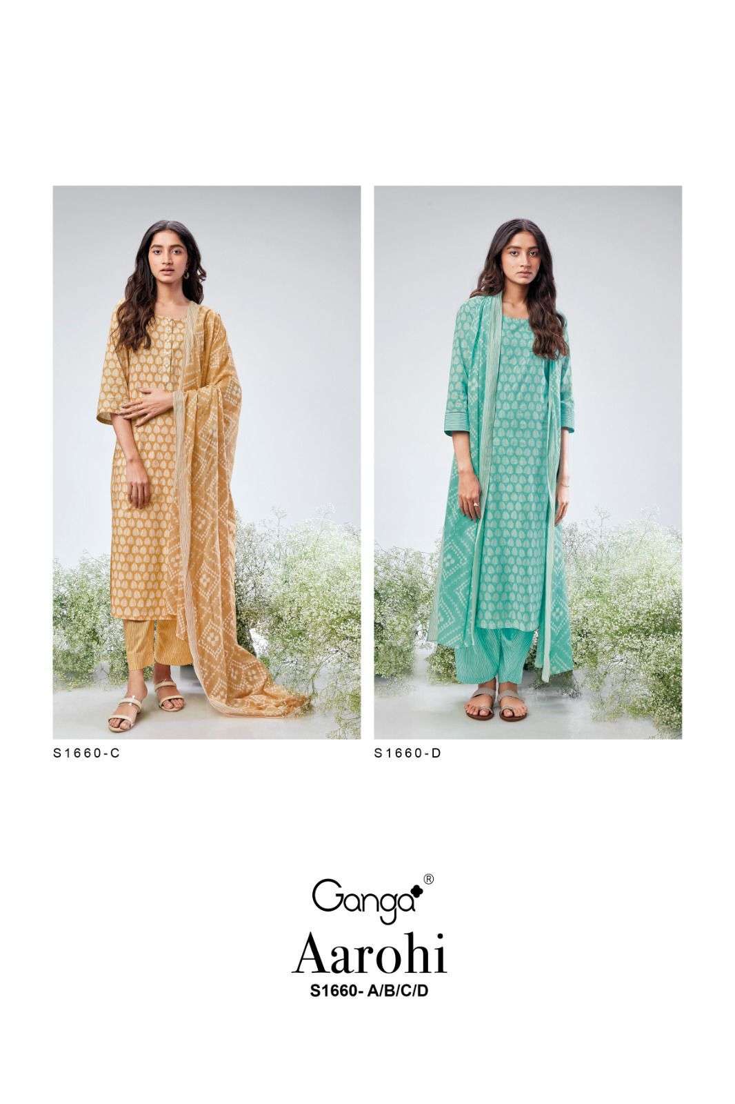ganga aarohi 1660 series fancy designer salwar kameez catalogue wholesaler surat 