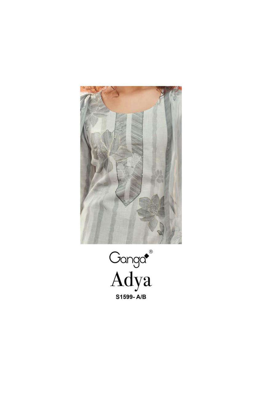 ganga adya 1599 series fancy designer top bottom with dupatta new catalogue surat 