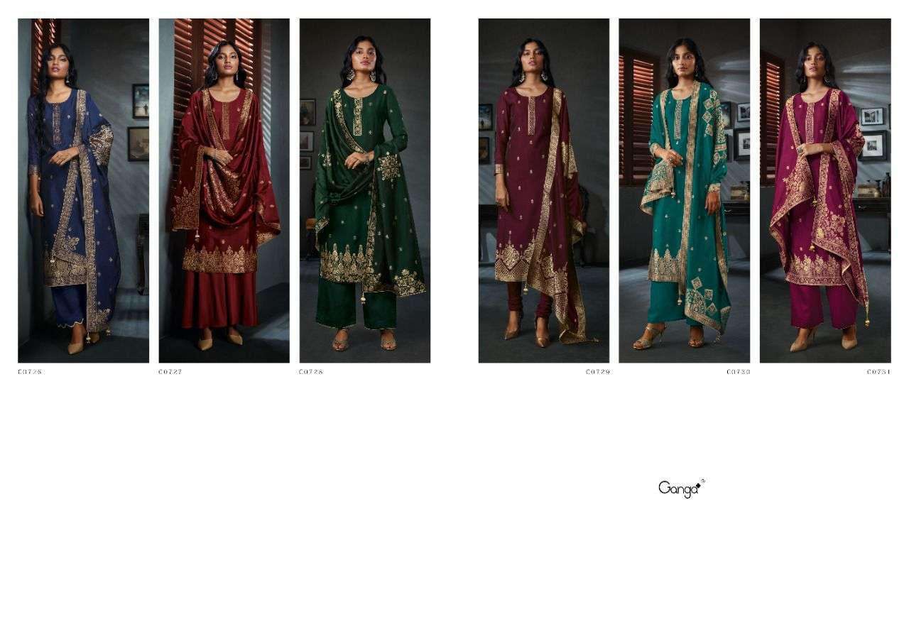 ganga fashion ardor pure bemberg silk jaqaurd designer wear punjabi suits collection surat