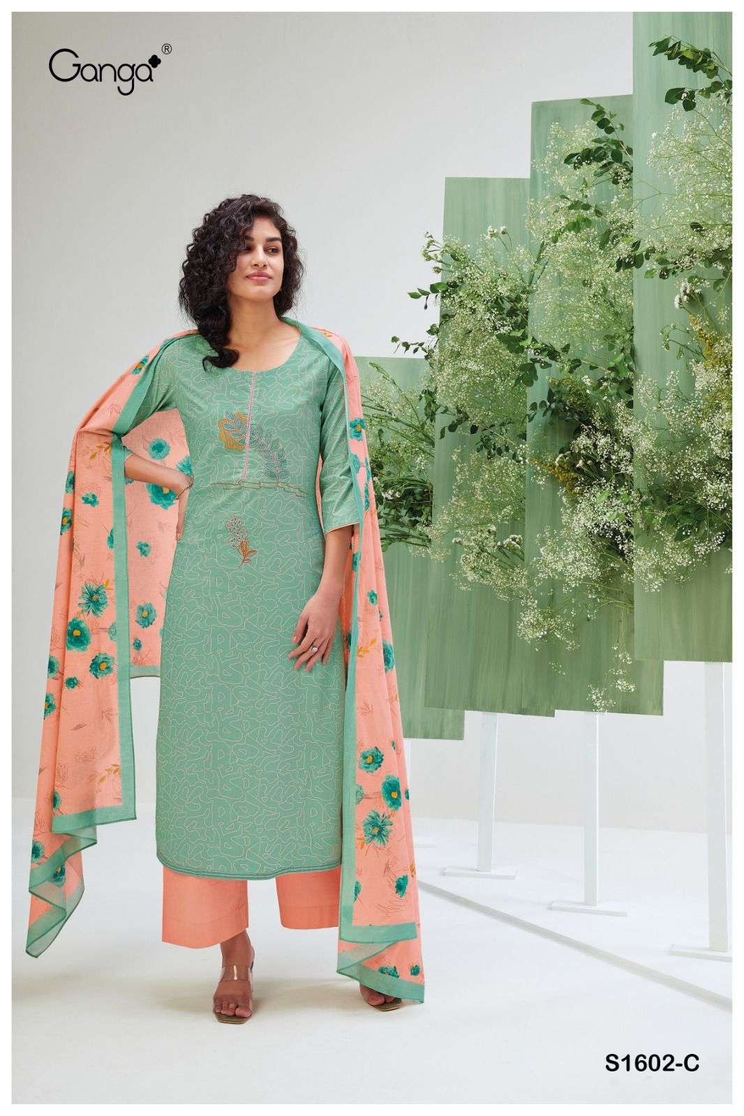 ganga megha 1602 series premium cotton designer salwar kameez catalogue design 2023 