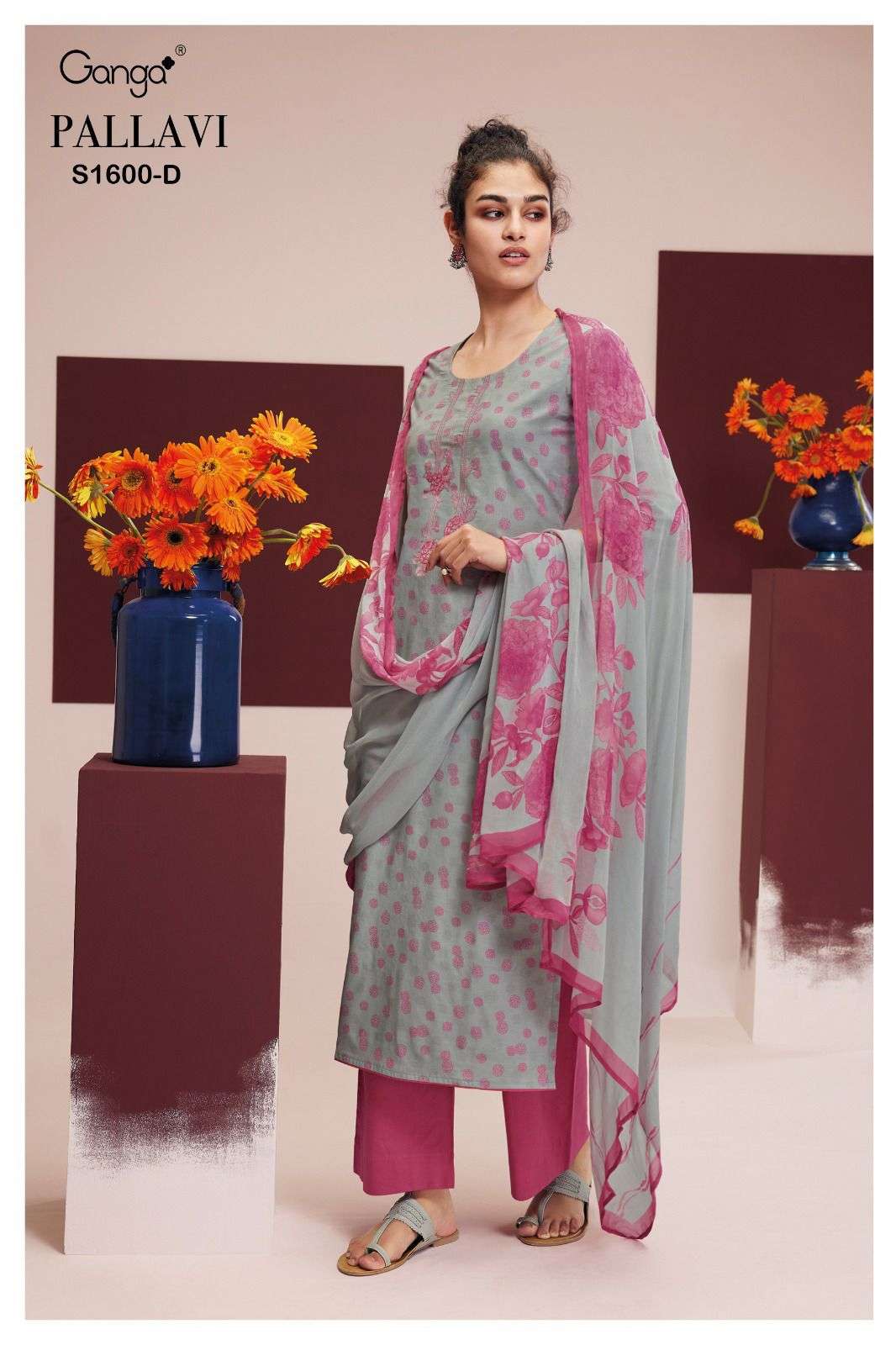 ganga pallavi 1600 series trendy designer top bottom with dupatta latest collection surat 