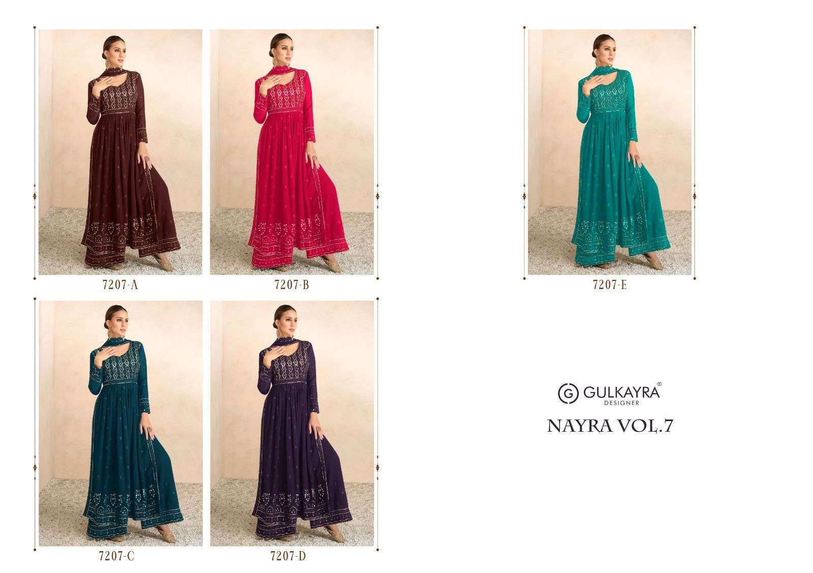 gulkayra designer nayra vol-7 7207 series blooming georgette designer party wear salwar suits latest catalogue surat 