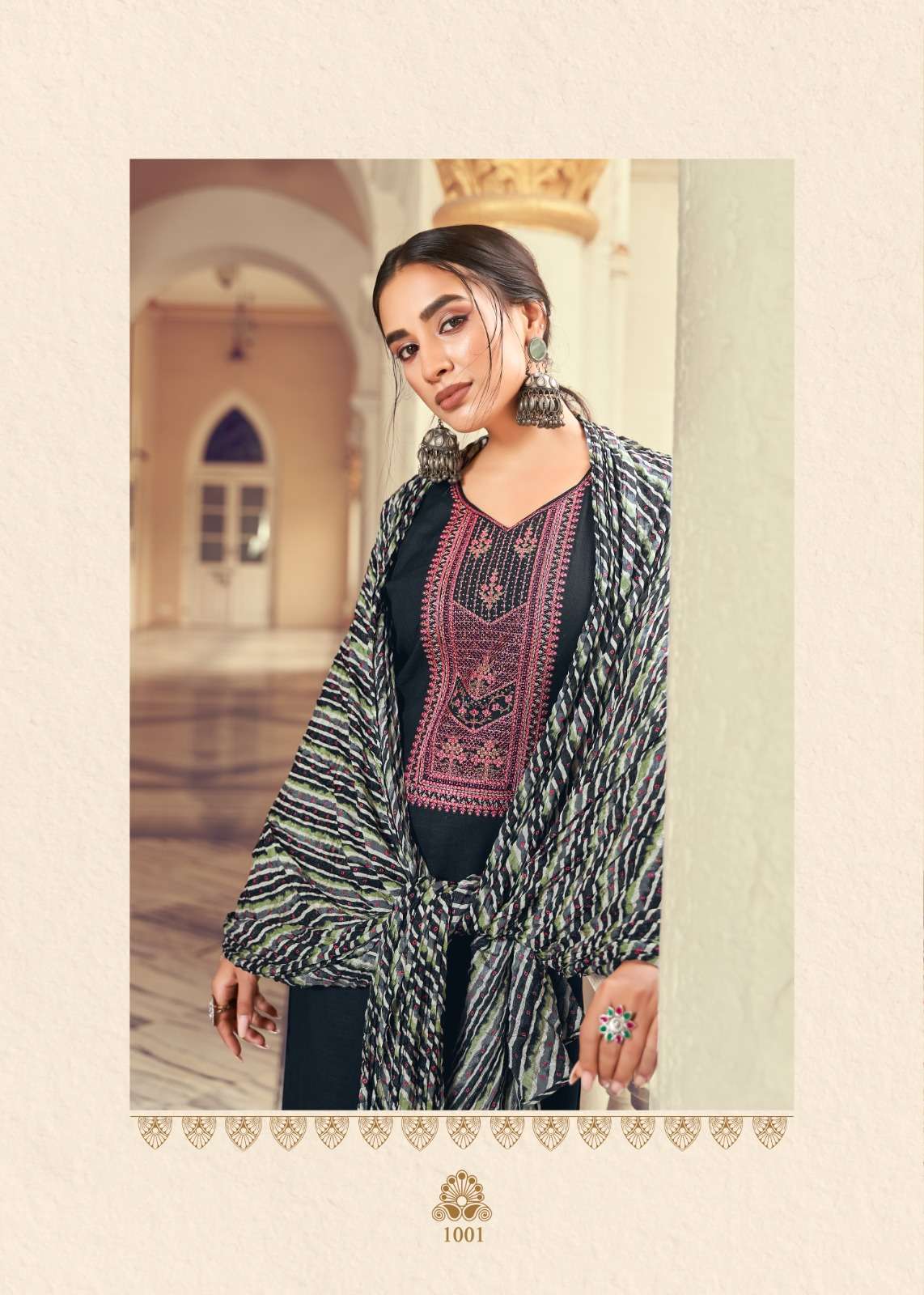 hermitage clothing lehariya 1001-1008 series viscose rayon embroidered work salwar kameez surat