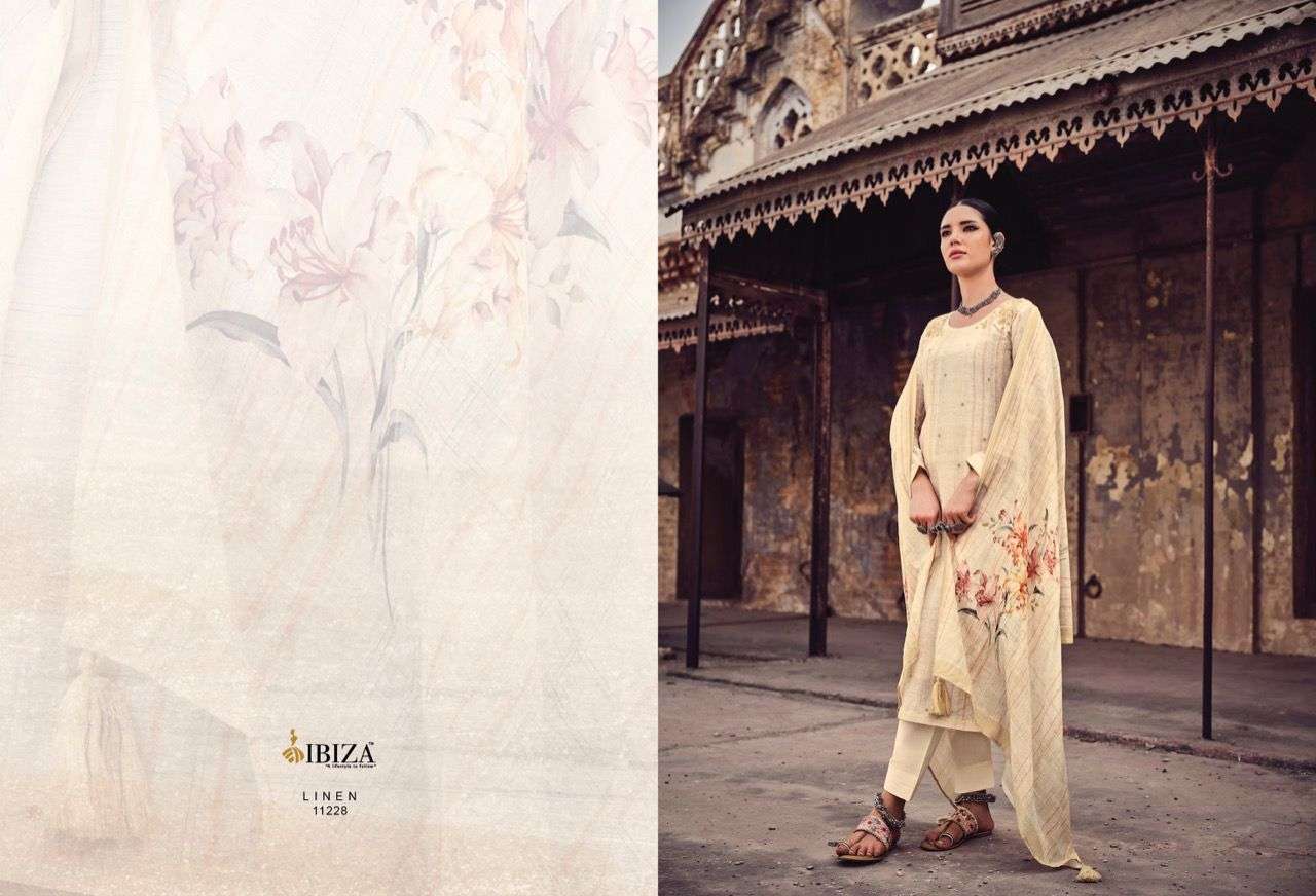ibiza linen 11228-11235 series trendy designer dress material catalogue manufacturer surat 