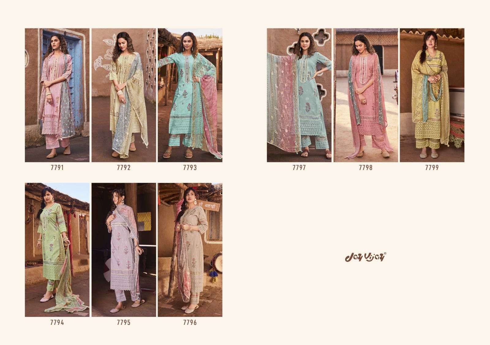 jayvijay purvai 7791-7799 series exclusive designer salwar kameez catalogue design 2023 