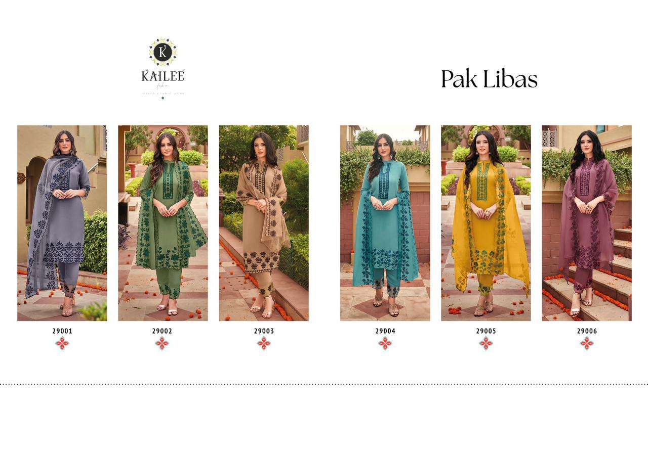 kailee fashion pak libas 29001-29006 series exclusive designer top bottom with dupatta latest catalogue surat 