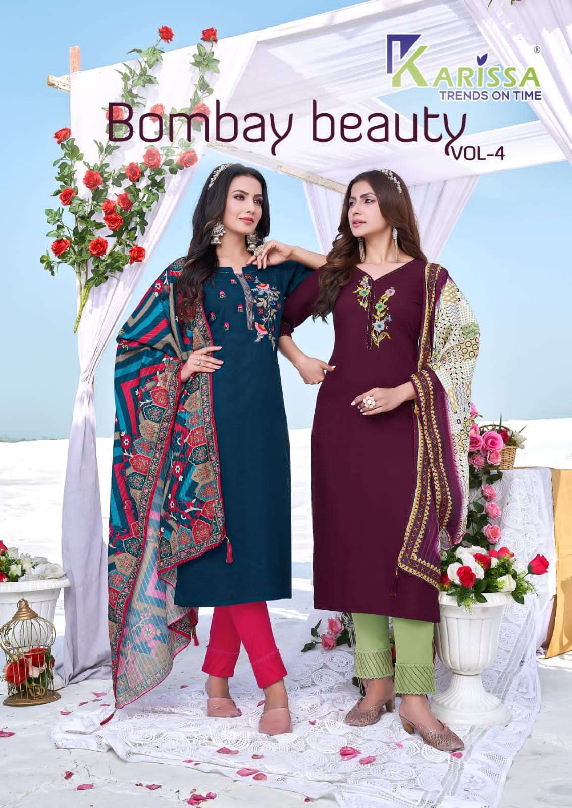 karissa trends bombay beauty vol-4 1601-1606 series trendy designer kurtis catalogue design 2023