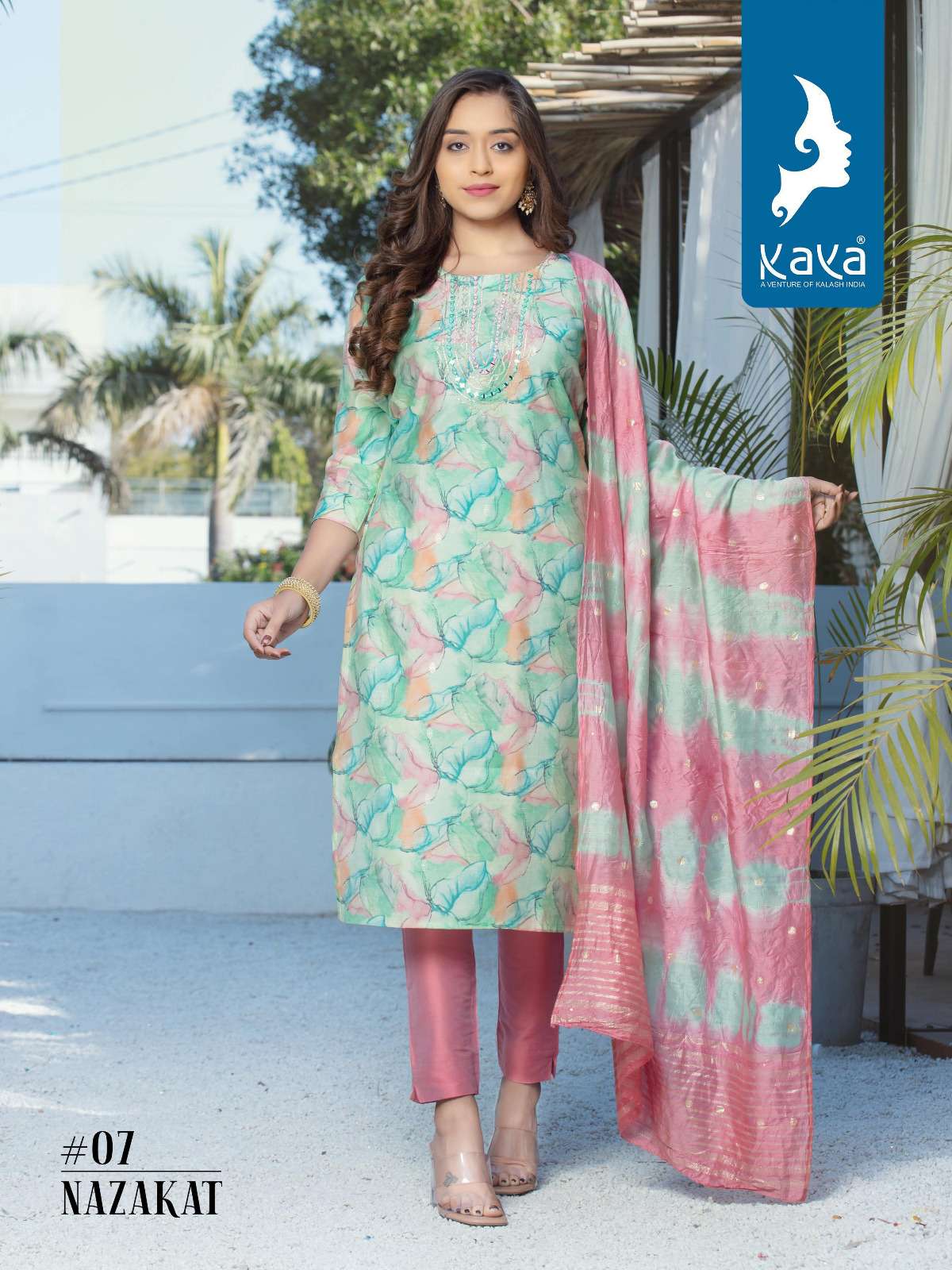 kaya nazakat 01-08 series trendy designer top bottom with dupatta catalogue wholesaler surat 