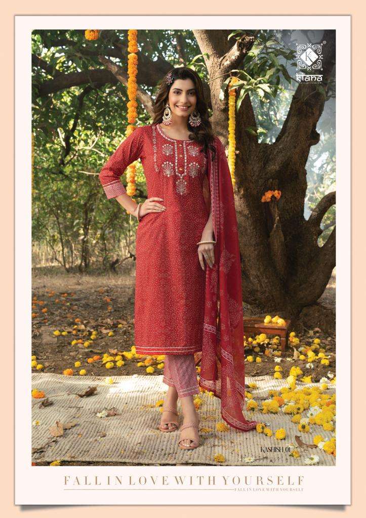 kiana fashion kashish 01-08 series trendy designer top bottom with dupatta new catalogue surat 