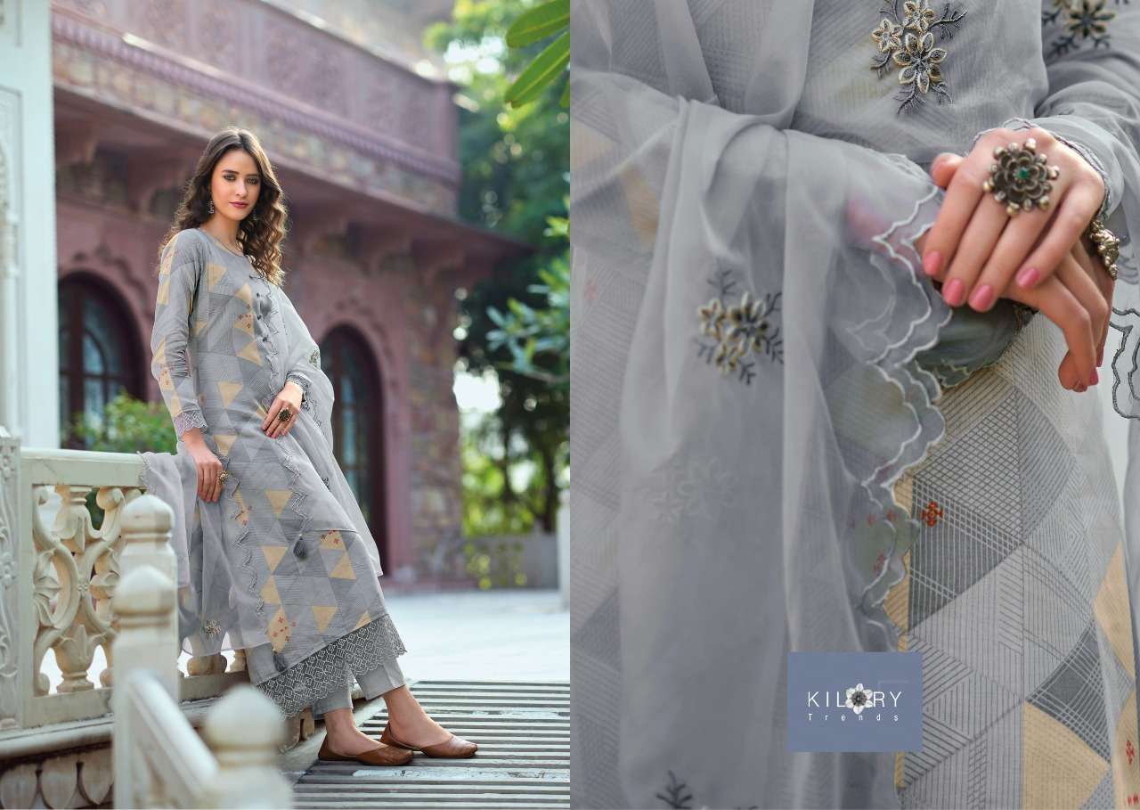 kilory trends izhar vol-5 301-306 series fancy designer top bottom with dupatta catalogue online dealer surat 