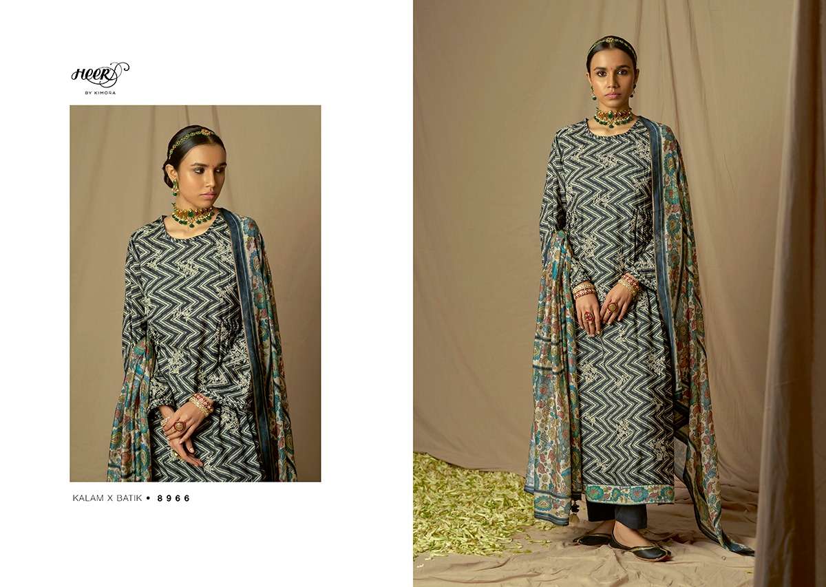 kimora heer kalam x batik 8961-8968 series muslin silk digital printed unstich salwar suits collection surat