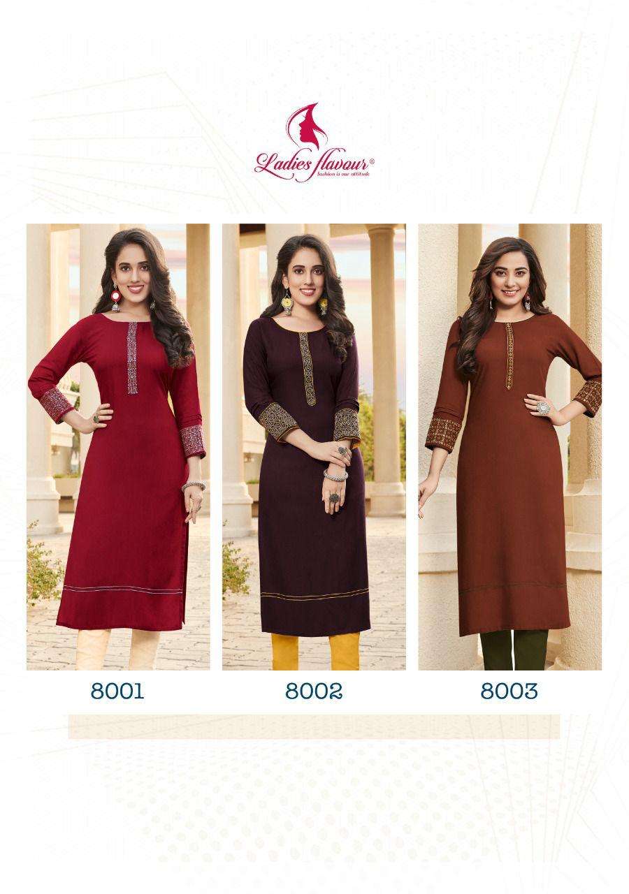 ladies flavour serena 8001-8006 series exclusive kurti full catalogue best price wholesaler 