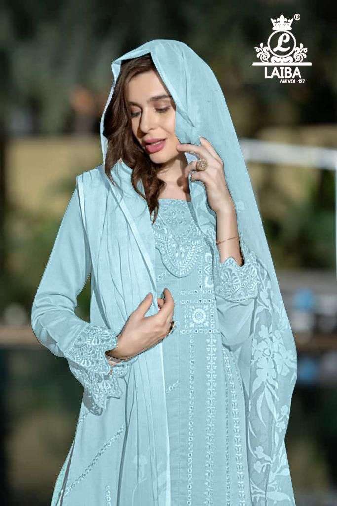 laiba am vol-137 pure georgette fancy party wear readmade pakistani salwar kameez surat