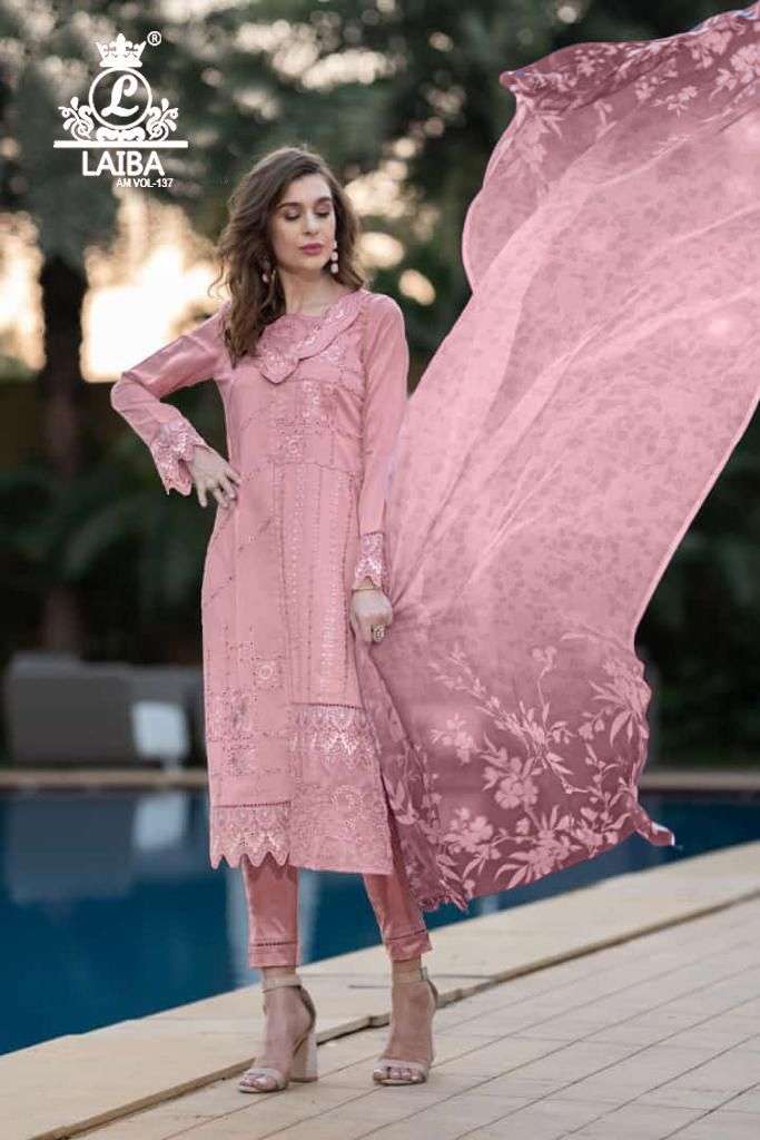 laiba am vol-137 pure georgette fancy party wear readmade pakistani salwar kameez surat