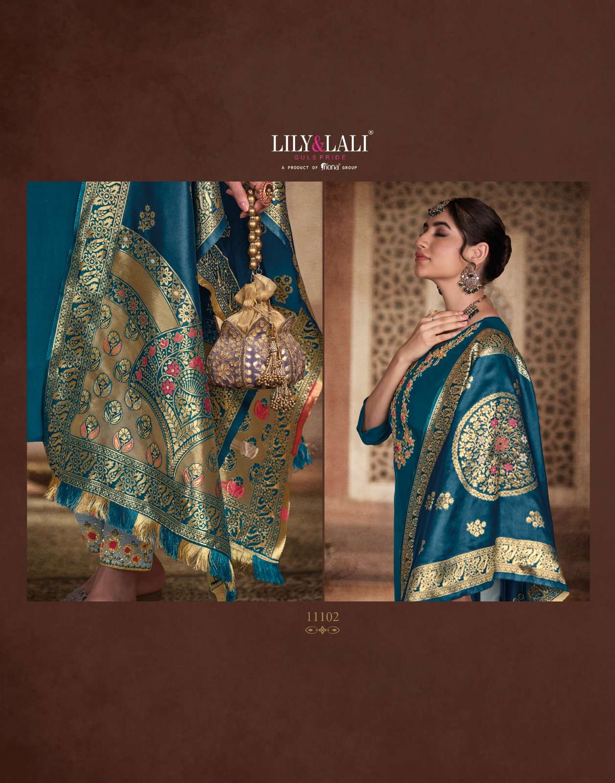 lily and lali gulmeena 11101-11106 series party wear designer top and botton dupatta catalogue online market surat 