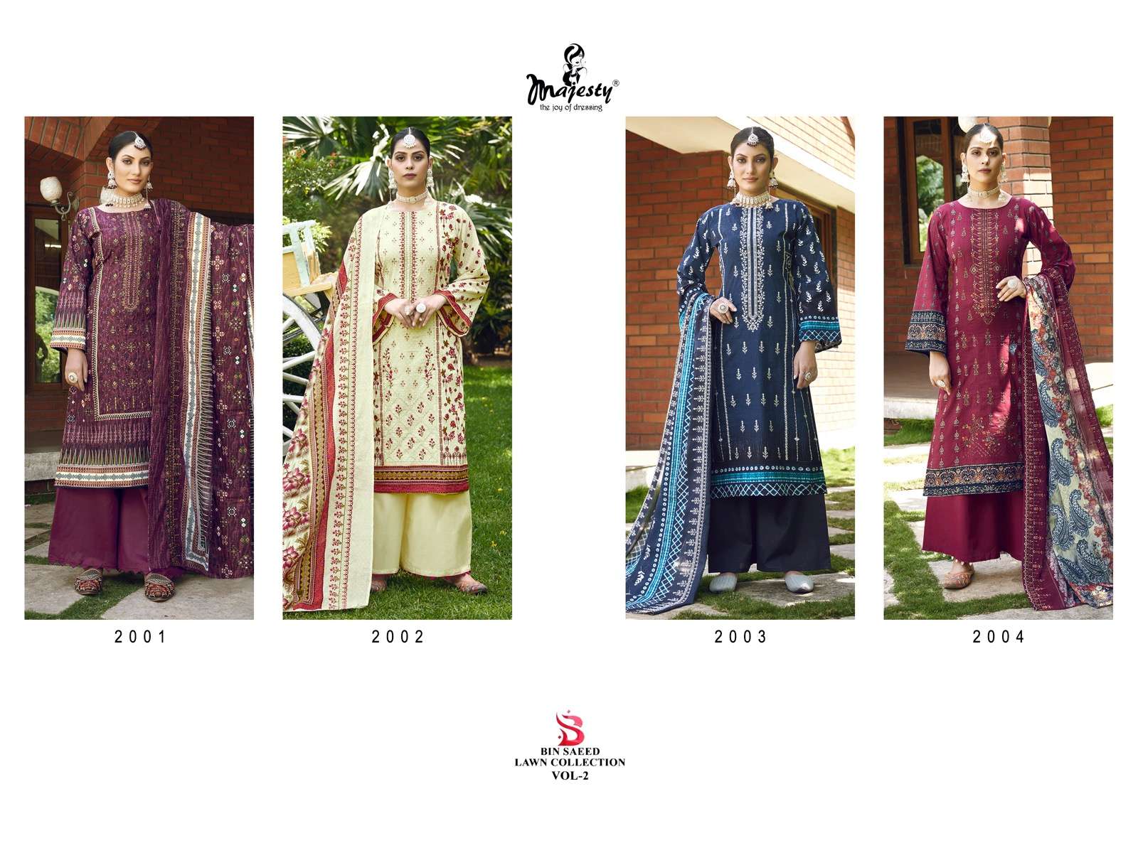 majesty bin saeed vol-2 2001-2004 series fancy designer pakistani salwar kameez catalogue manufacturer surat 