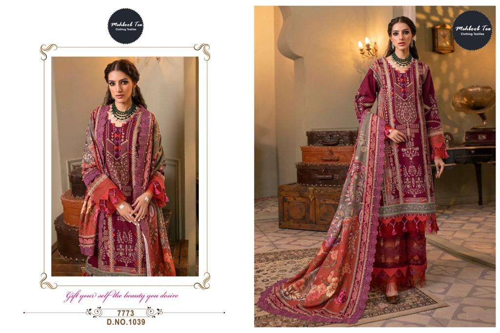 mehboob tex samahira vol-1 1039-1040 series unstich designer pakistani salwar suits manufacturer surat