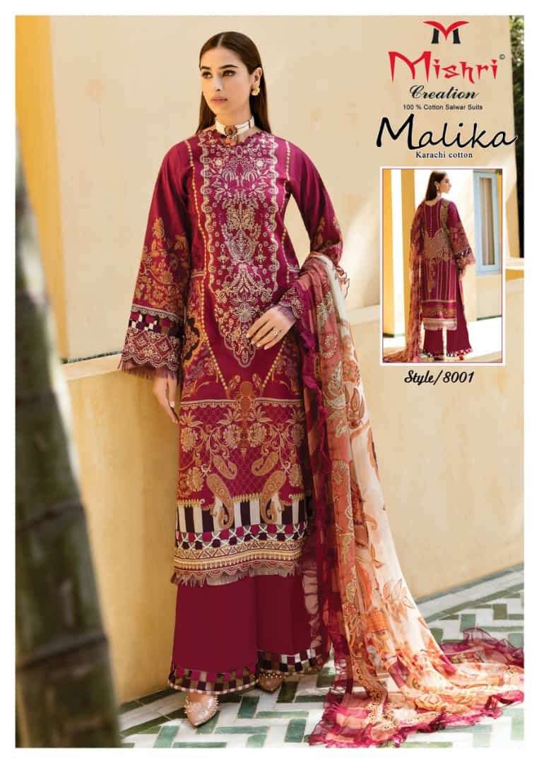 mishri creation malika 8001-8006 series karachi cotton cheapest price wholesale price surat 