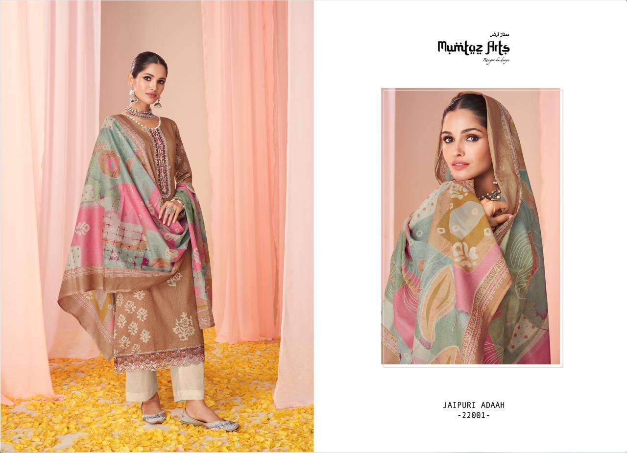 mumtaz arts jaipuri adaah vol-3 22001-22008 series trendy designer salwar kameez catalogue manufacturer surat 