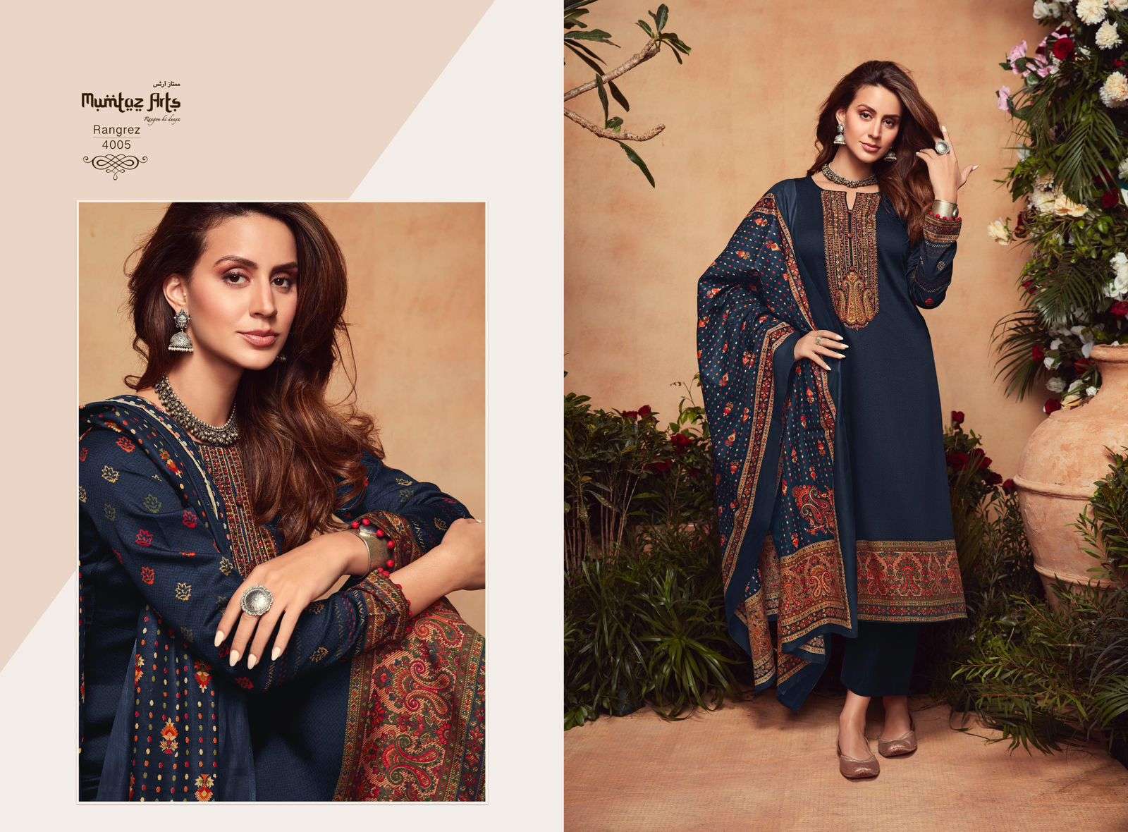mumtaz arts rangrez 4001-4008 series stylish designer salwar kameez catalogue online wholesaler surat