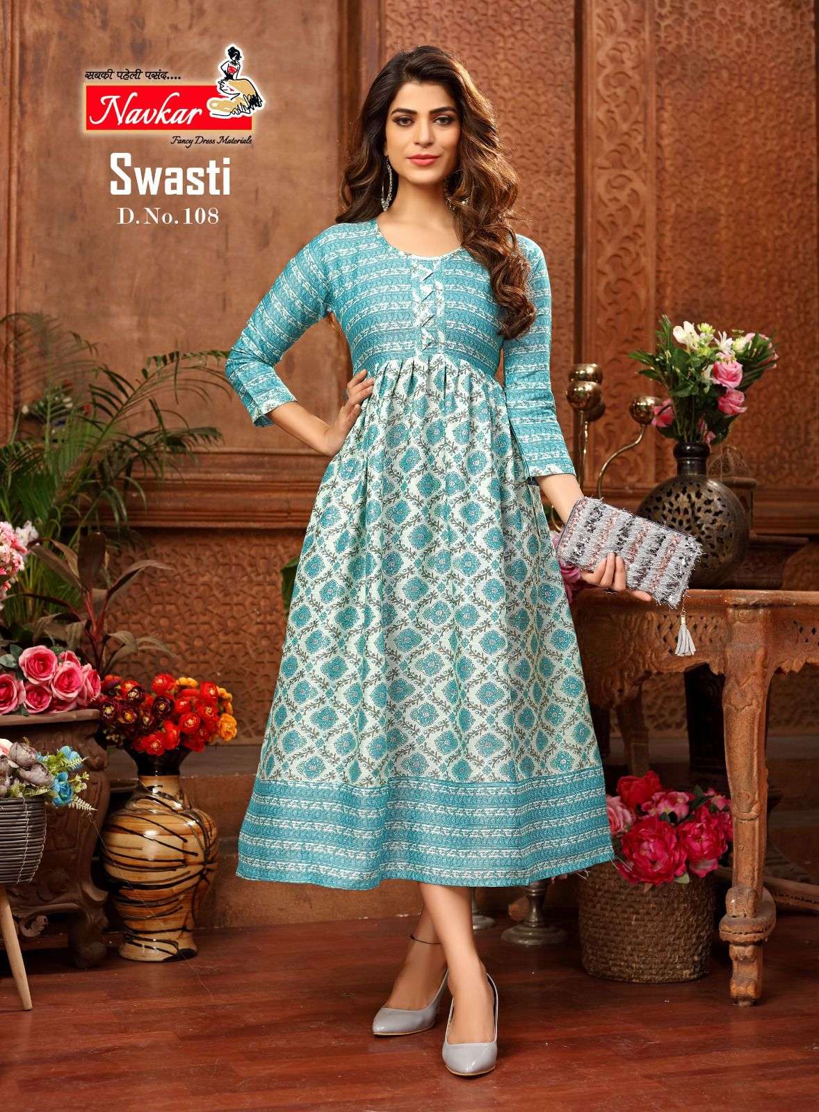 navkar swasti 101-108 series stylish look designer readymade gowns latest collection surat 