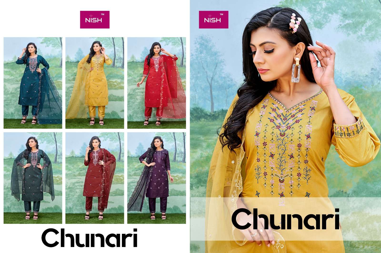 nish chunari stylish designer top bottom with dupatta new catalogue surat