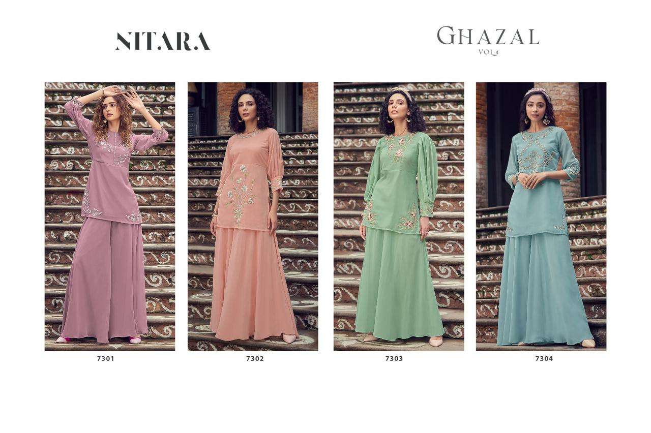 nitara ghazal vol-4 7301-7304 series readymade designer party wear dress latest collection 
