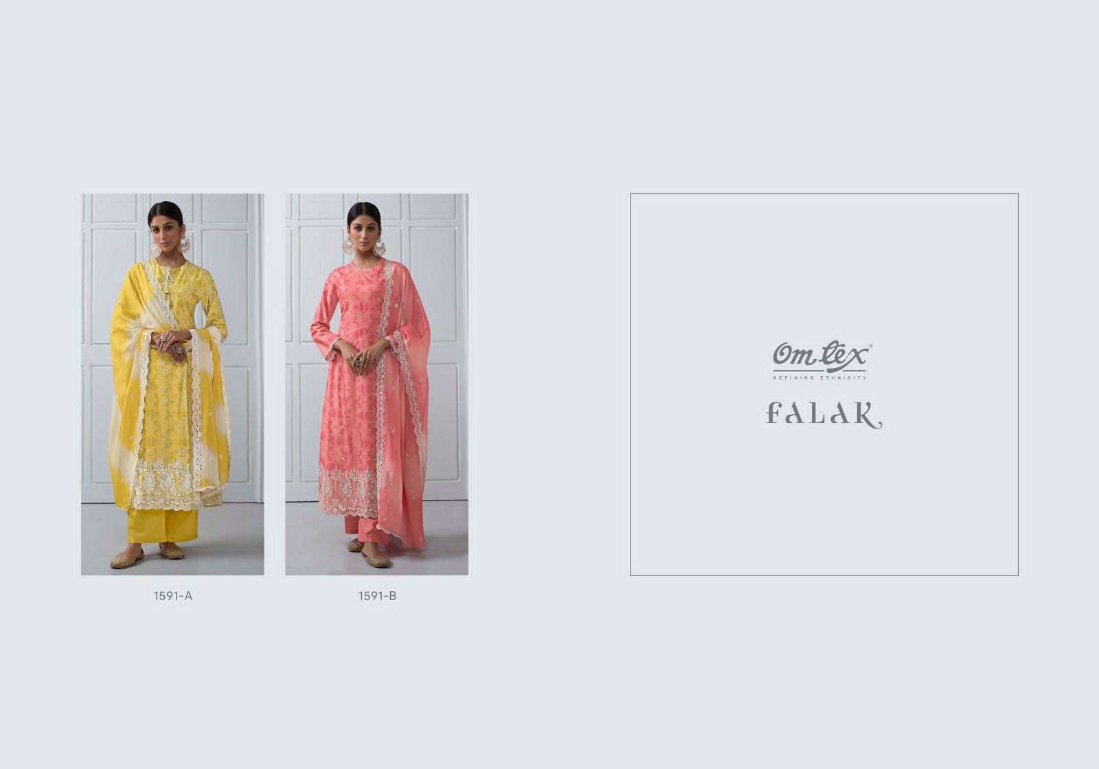 om tex falak 1591 series stylish designer salwar kameez catalogue wholesale price surat 