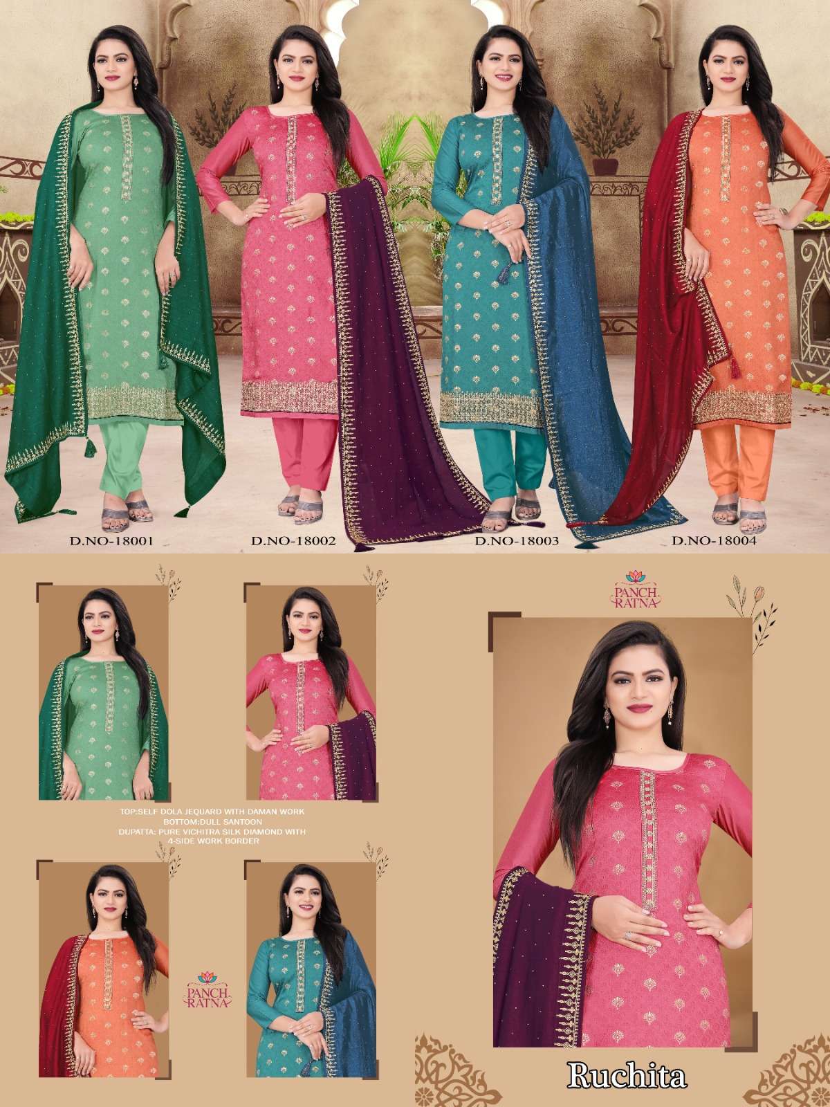 panch ratna ruchita 18001-18004 series fancy designer salwar kameez catalogue design 2023 