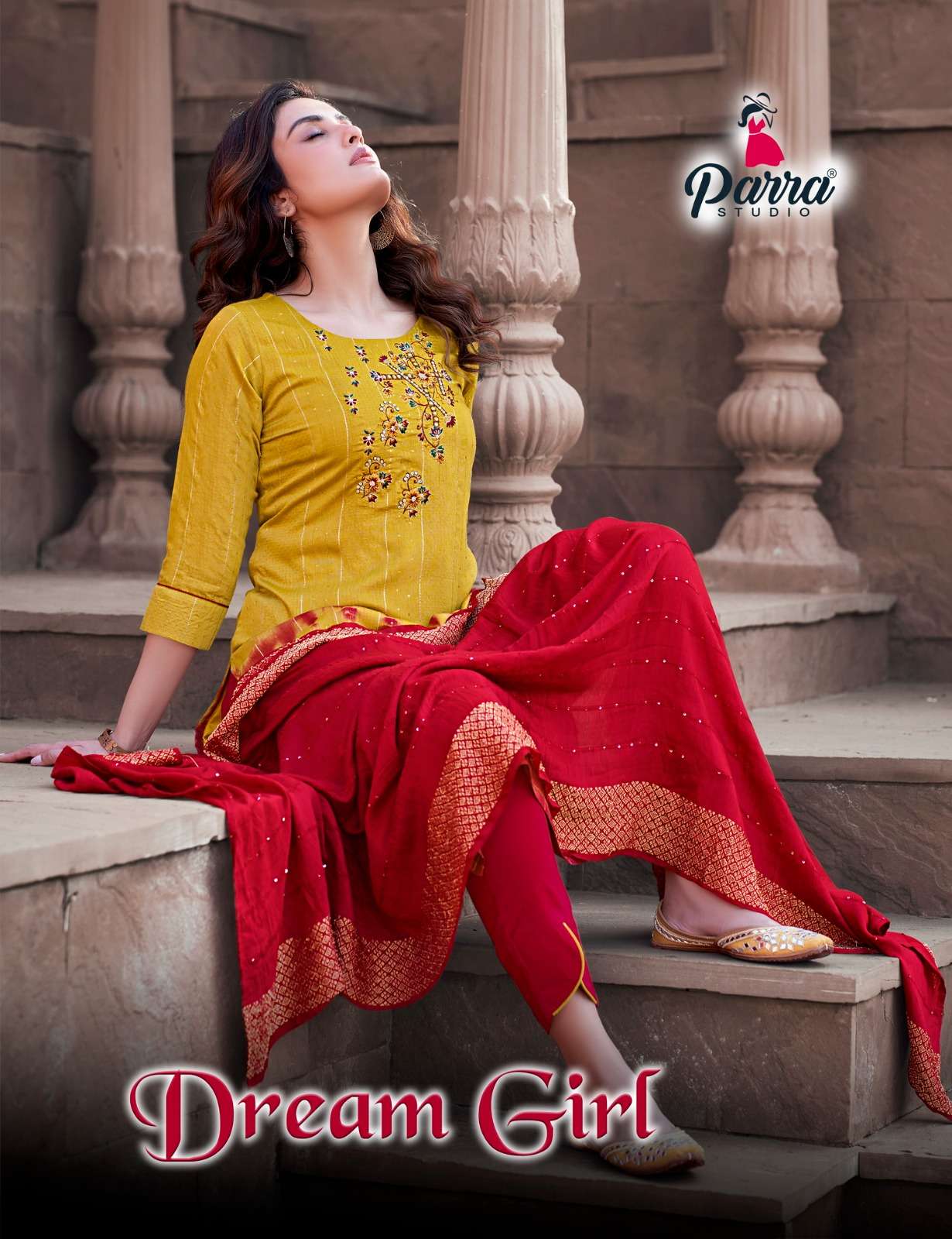 parra studio dream girl 1001-1004 series top bottom with dupatta catalogue online dealer surat