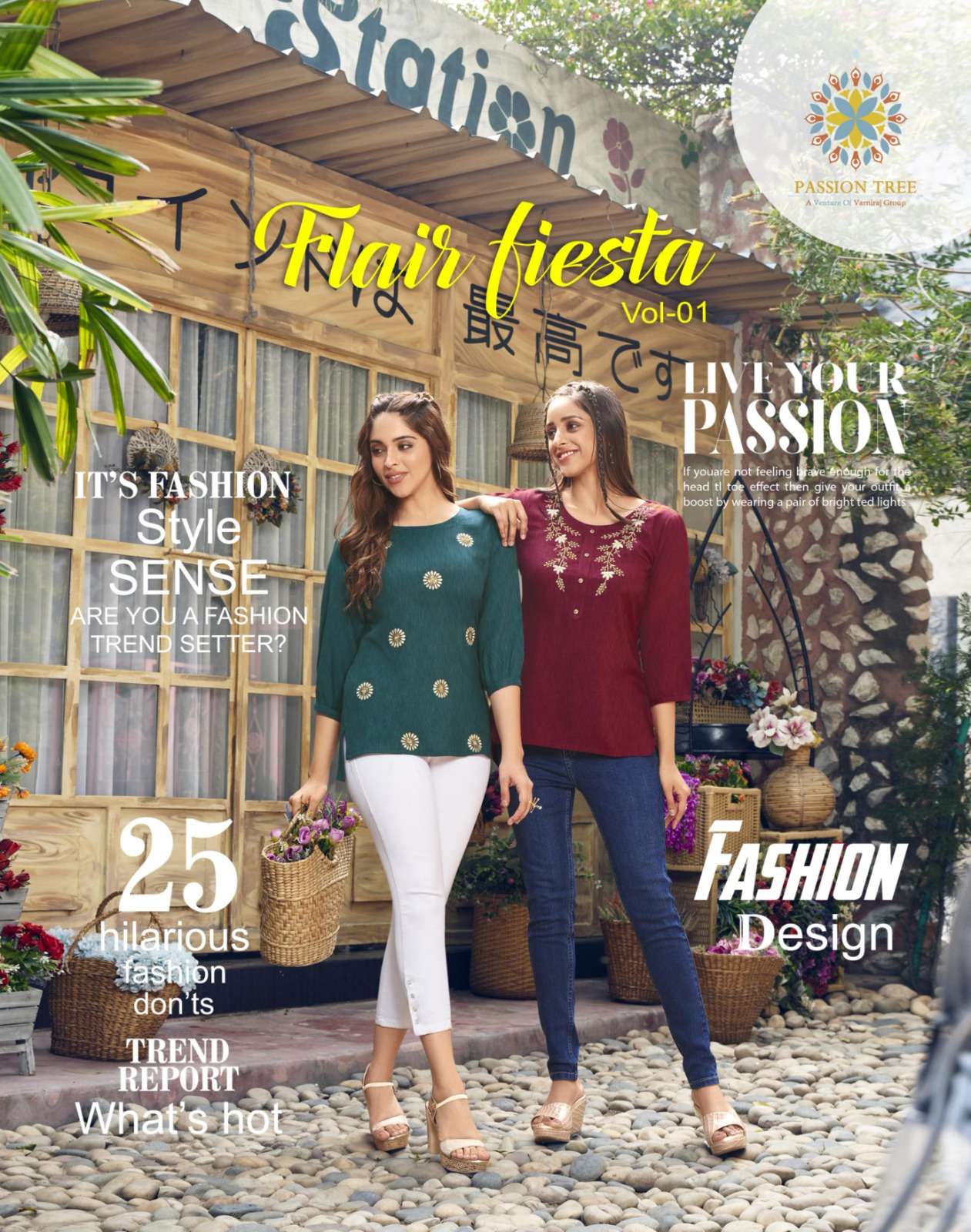 passion tree flair fiesta vol-1 6001-6010 series trendy designer tops catalogue manufacturer surat