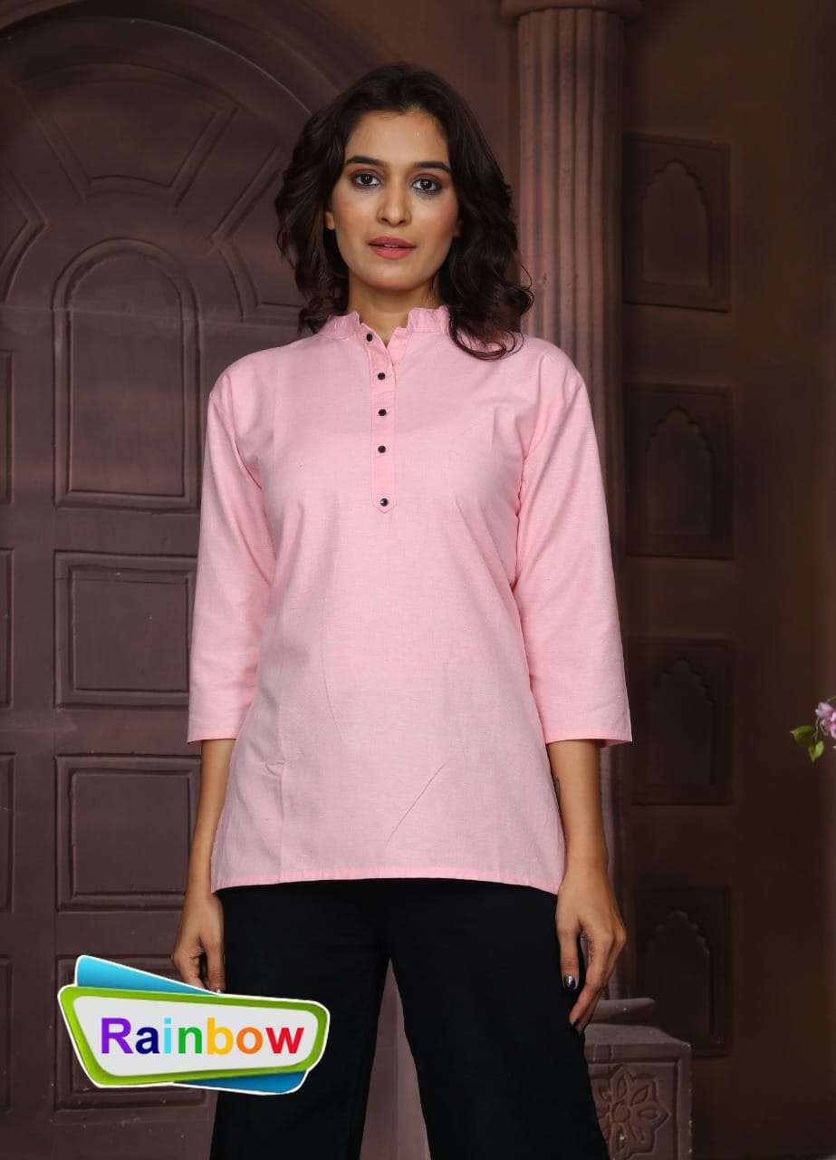 pf by rainbow designer casual stich tunic short kurti 4 pcs set purchasing online dealer surat 
