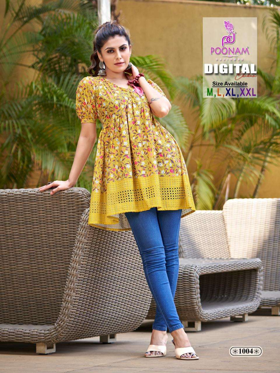 poonam designer by digital 1001-1008 cotton series designer digital chikan fancy style kurti online best rate wholesale dealer 