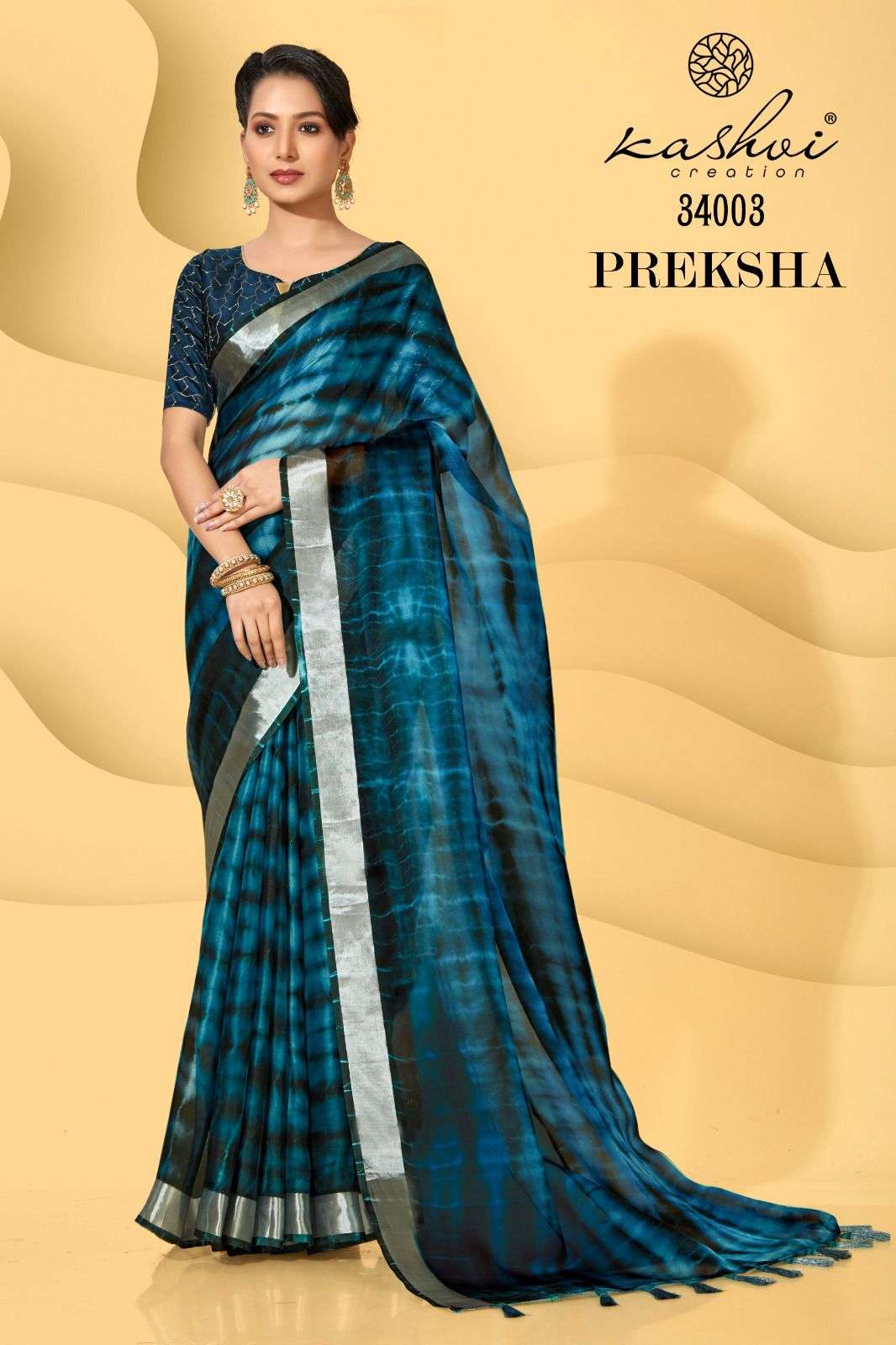preksha by kashvi creation fine georgette designer saree catalogue exporter surat
