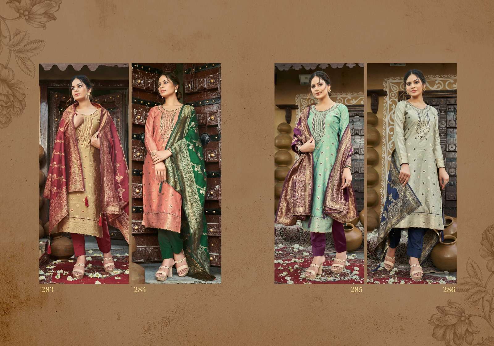 purple creation ekanj 283-286 series exclusive designer salwar kameez catalogue wholesaler surat 